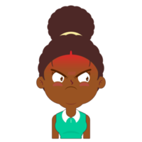 mulher afro rosto bravo desenho animado fofo png