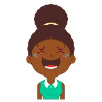 femme afro rire visage dessin animé mignon png