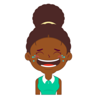 afro donna ridendo viso cartone animato carino png