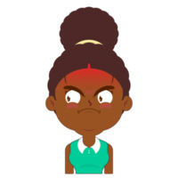 afro donna arrabbiato viso cartone animato carino png