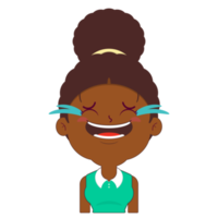 femme afro rire visage dessin animé mignon png