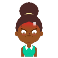 mulher afro rosto bravo desenho animado fofo png