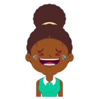 mulher afro rindo rosto desenho animado fofo png