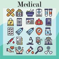 medical icons pack fils tablet hospital for download vector