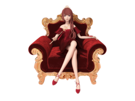 3D rendering cartoon adult female character element png