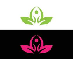 yoga logo diseño concepto con hoja vector modelo.