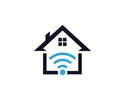 Smart Home Logo Design With Wireless signal Vector Template Icon.