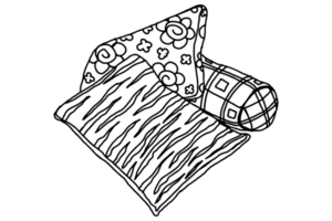 Pile of patterned pillows png