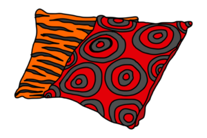 Pile of patterned pillows png