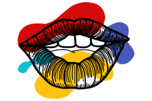 colorida linha arte do sexy mulher lábios png