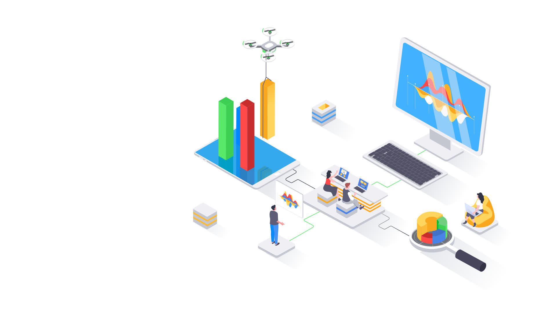 data analysis scene icon of nice animated for your isometric videos ...