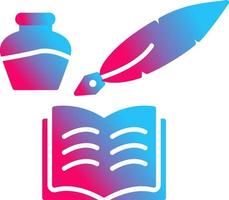 icono de vector de pluma y libro único