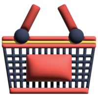 3D illustration shopping basket in sale set png