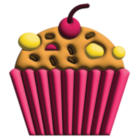 3D rendering muffin in easter set png