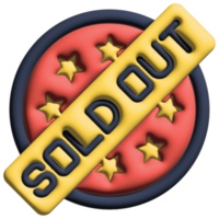 3D illustration sold out in sale set png