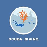 Scuba diving sport logo, under water, vector illustrator, silhouette, logo design.