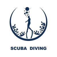 Scuba diving sport logo, under water, vector illustrator, silhouette, logo design.