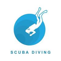 Scuba diving sport logo, under water, vector illustrator, silhouette, logo design.