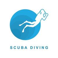 Scuba diving sport logo, under water, vector illustrator, silhouette, logo design.