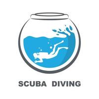 Scuba diving sport logo, under water, vector illustrator, silhouette, logo design.