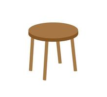 Wooden stool. Chair with three legs. Simple old homemade furniture. Flat cartoon illustration vector