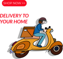 delivery man riding a scooter. home delivery service illustration png