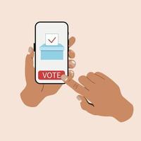 Flat concept of online voting, electronic voting, internet voting system. vector
