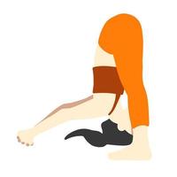 Yoga pose. Asian female woman girl. Vector illustration in cartoon flat style isolated on white background.