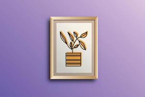 Set of Floral and leaves continuous line art modern art frame vector