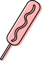 hot dog icon red color and thin black line, fast food icon. png