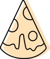 pizza icoon geel kleur en dun zwart lijn, snel voedsel icoon. png
