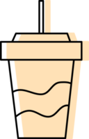 Plastik Tasse Symbol Gelb Farbe und dünn schwarz Linie, Getränke Symbol. png