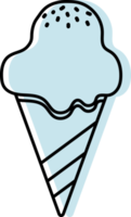 ice cream icon blue color and thin black line, fast food icon. png