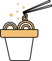 noodles icon, fast food by thin black line. png