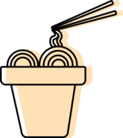 noodles icon yellow color and thin black line, fast food icon. png
