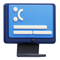 3d icono Internet ciber crimen azul pantalla png