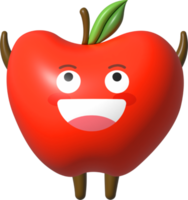 Pomme 3d dessin animé personnage png