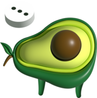 avocado 3d cartone animato personaggio png