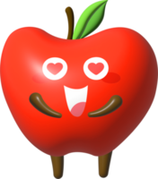 manzana 3d dibujos animados personaje png