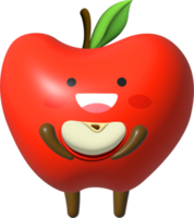 manzana 3d dibujos animados personaje png