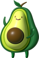 Avocado 3D Cartoon Character png