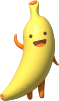 3d banane dessin animé personnage png