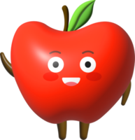 manzana 3d dibujos animados personaje png