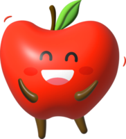 Pomme 3d dessin animé personnage png