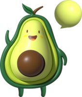 Avocado 3D Cartoon Character png