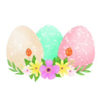 acuarela Pascua de Resurrección huevos con flores png