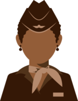 Avatar job air hostess. flat portrait of african american woman. png