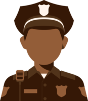 avatar jobb polis. platt porträtt av afrikansk amerikan man. png