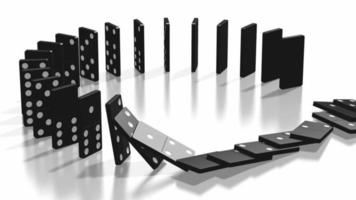 Domino Effect - Black Domino Tiles Standing in Circle Fall Down, Following Camera video