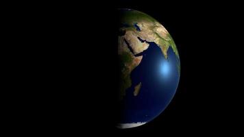 3d aarde, wereld kaart met allemaal continenten - Europa, Azië, noorden Amerika, zuiden Amerika, Australië, Groenland. dag en nacht visie video
